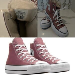 Converse Chuck Taylor All Star High-Top Lift Platform Sneakers Pink Womens 7